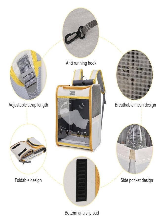 Onomie Cat Backpack Carrier, Breathable Cat Carrier Large Space Bubble Pet Backpack for Kitty Small Dog up to 15lbs, Transparent & Foldable Pet Carrier for Travel Hiking (Yellow and Beige) - Image 4